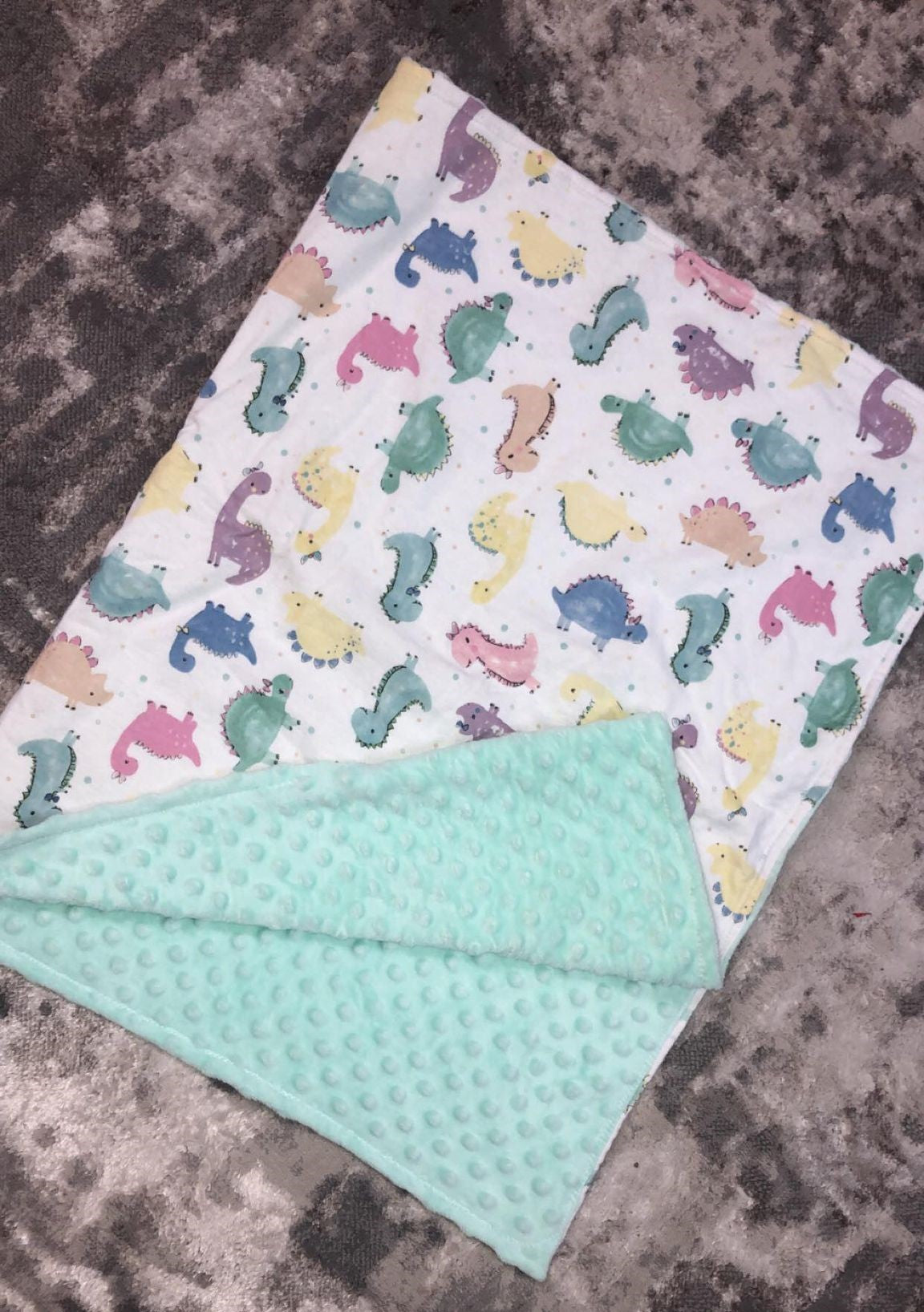 Dino Blanket-Teal Minky