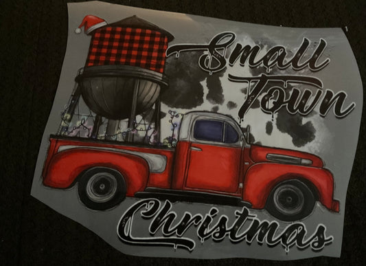 Small town Christmas red truck Christmas DTF print