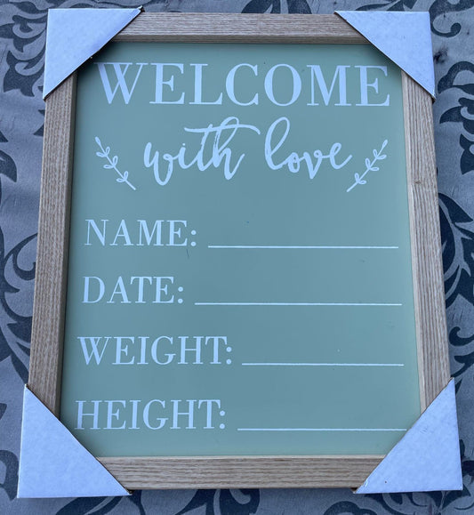 Welcome With Love Baby Announcement