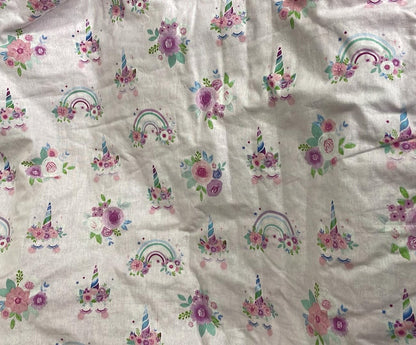 Unicorn Rainbow Blanket with Purple Minky Suede Back