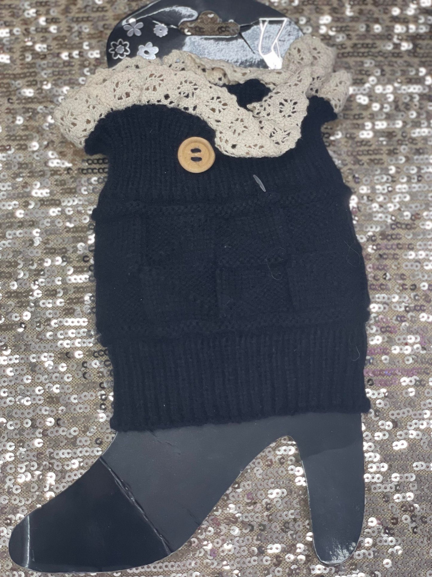 Luxury Black Lace Boot Leg Warmers