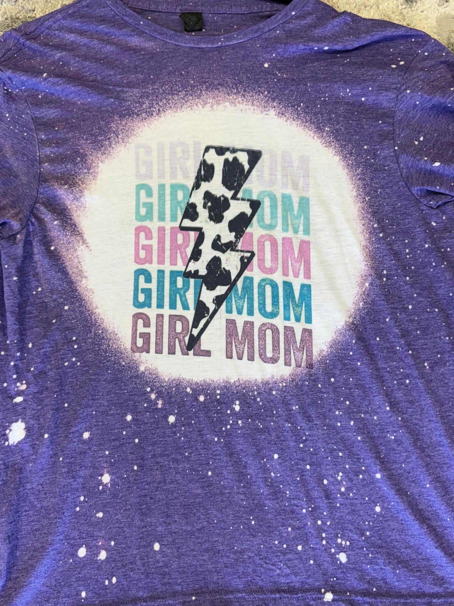 Purple Splattered Girl Mom T-shirt