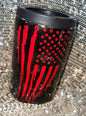 Firefighter/Flag Black Gold Iridescent Glitter Resin Koozie