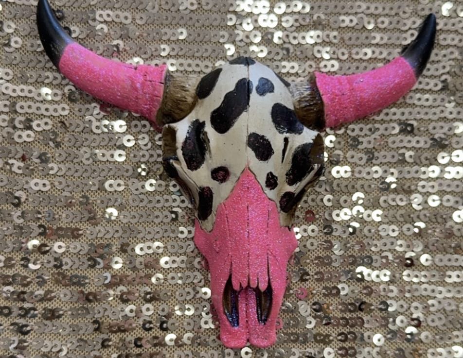 Rear View Mirror Bull Skull