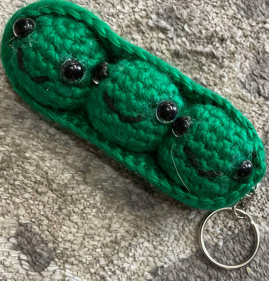 Crochet Three Peas in a Pod Keychain