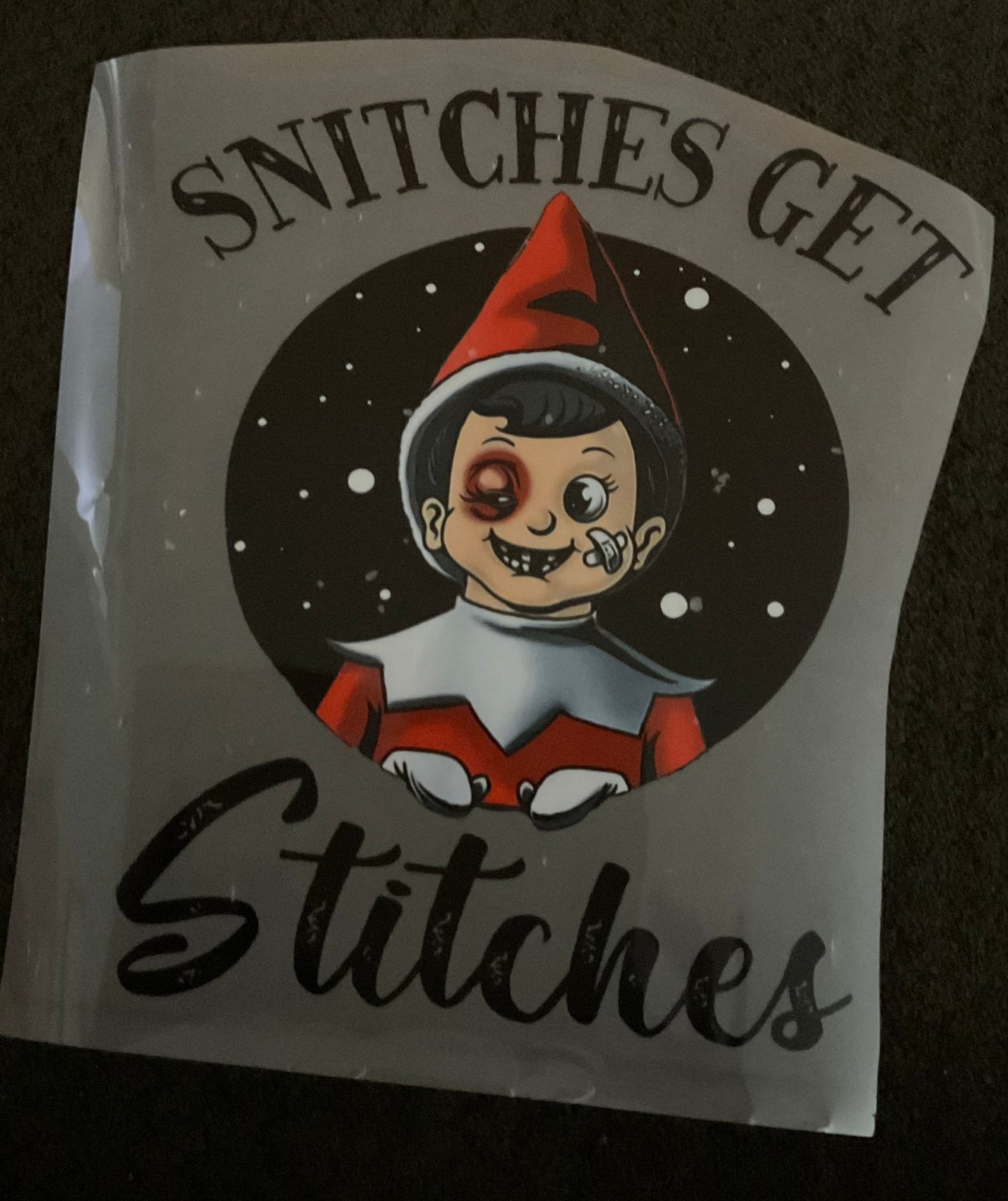 SNITCHES GET Stitches elf Christmas DTF print