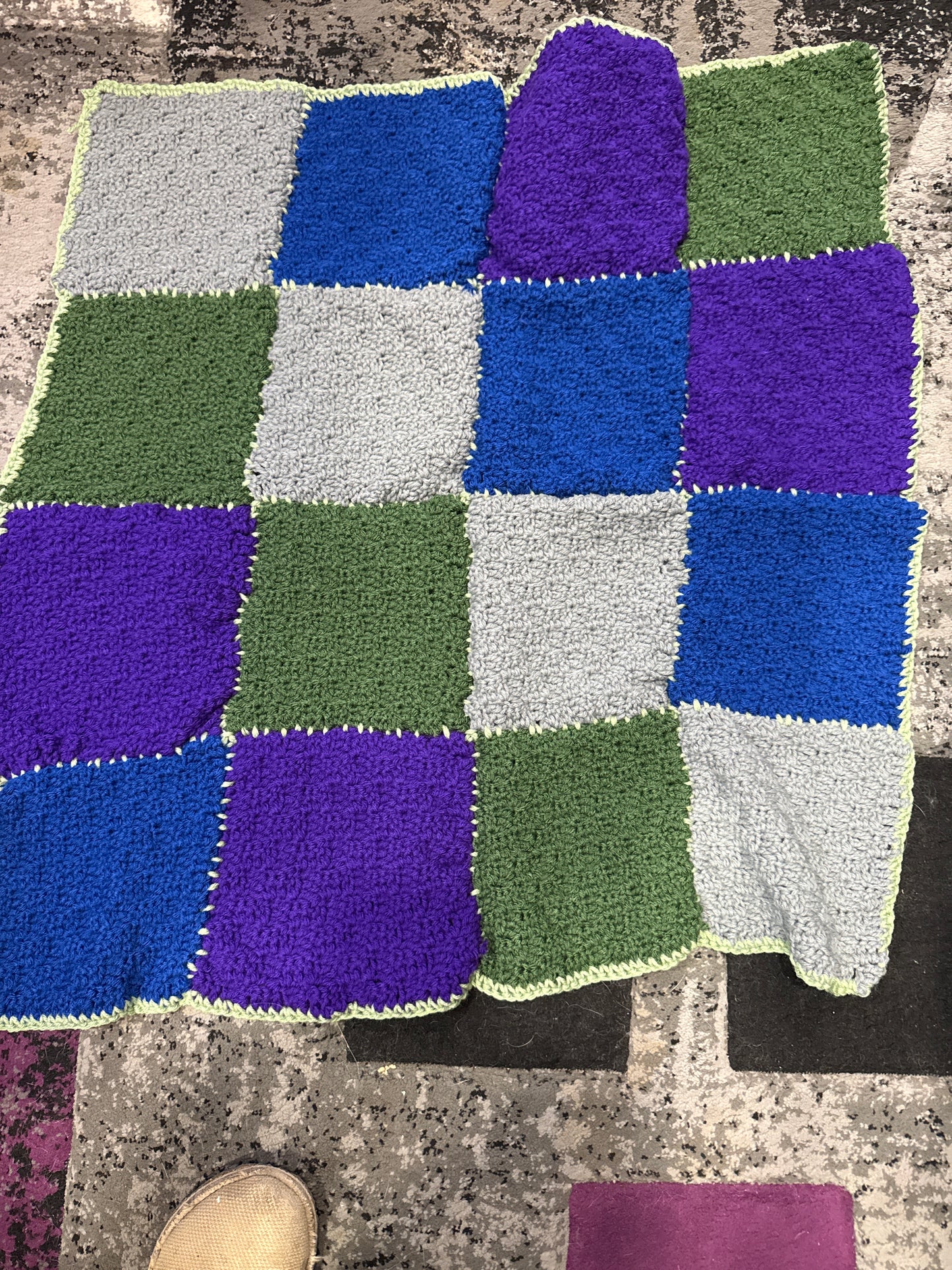 Handmade Crocheted Baby Blanket with Embroidery