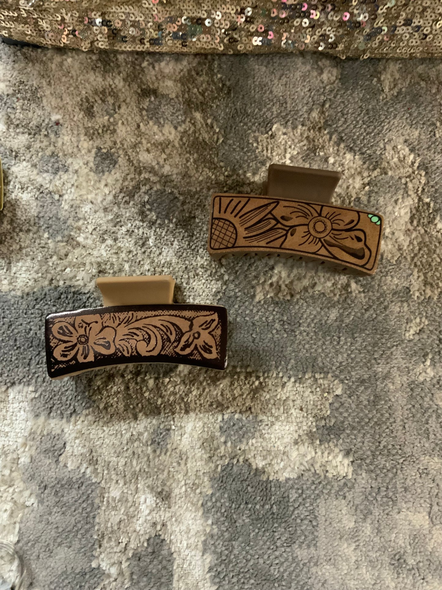 Elegant Western Tribal Print Leather Hair Clip