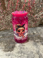 Angel Baby Themed 16oz Pink Glass Tumbler with decorative lid topper