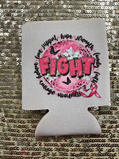 Pink and White Beer Koozie