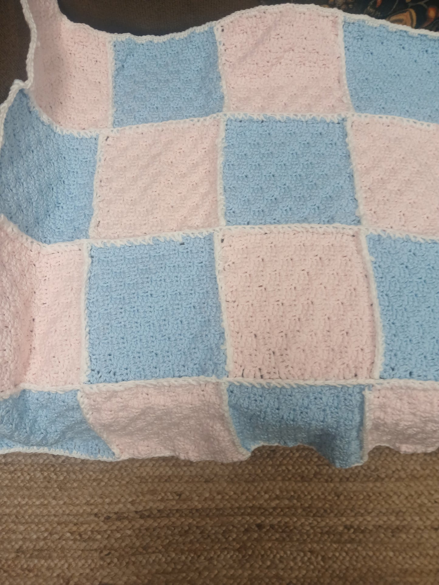 Handmade Crocheted Baby Blanket with Embroidery