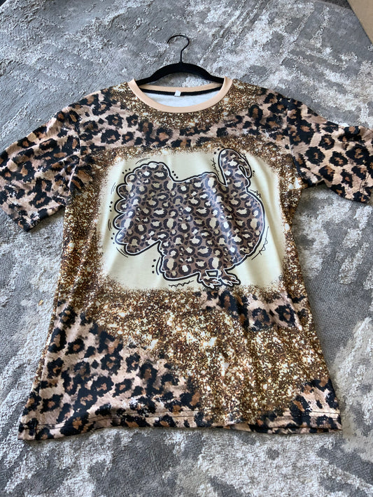 Turkey Cheetah Print Bleached T-shirt