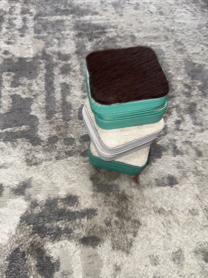 🐄✨ Cowhide Jewelry Box Rustic Western Storage Organizer