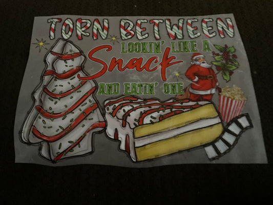 Torn Between Lookin’ Like a Snack and Eating One – Hostess Cakes Christmas DTF Transfer | Funny Holiday Ready-to-Press Print