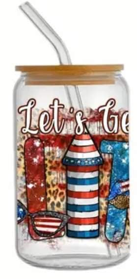 Let's Get LIT-Rainbow Shimmer Colorful Haze Glass Tumbler (Blue)