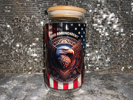 2nd Amendment Eagle Bullets  Flag-Clear 16oz Glass Tumbler