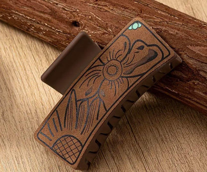 Elegant Western Tribal Print Leather Hair Clip