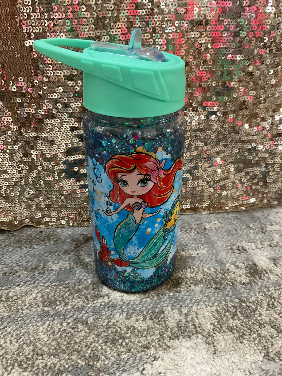 Little Mermaid Kids Snow globe with blue-teal glitter