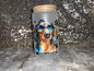 Dachshund with Sunglasses and Pawprints-Frosted 16oz Glass Tumbler