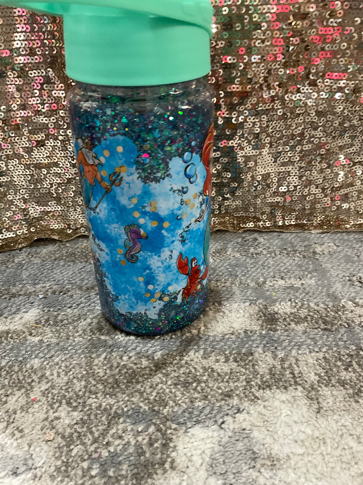 Little Mermaid Kids Snow globe with blue-teal glitter