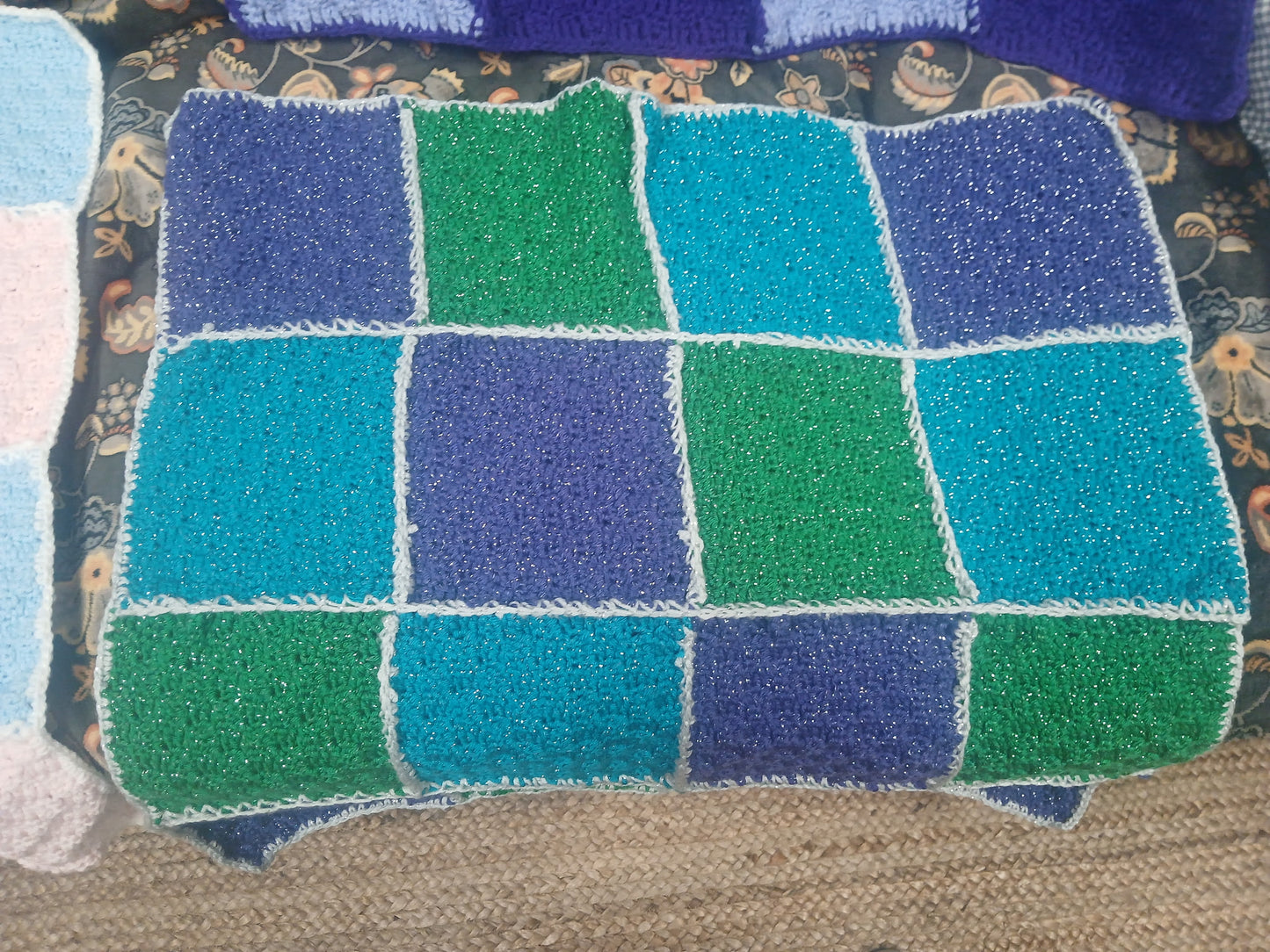 Handmade Crocheted Baby Blanket with Embroidery