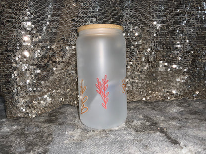 Mama-Floral- Frosted 16oz Glass Tumbler