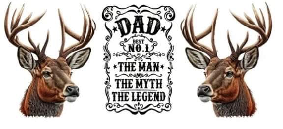 DAD, THE MAN, THE MYTH, THE LEGEND Deer Print -Rainbow Shimmer Colorful Haze Glass Tumbler (Green)