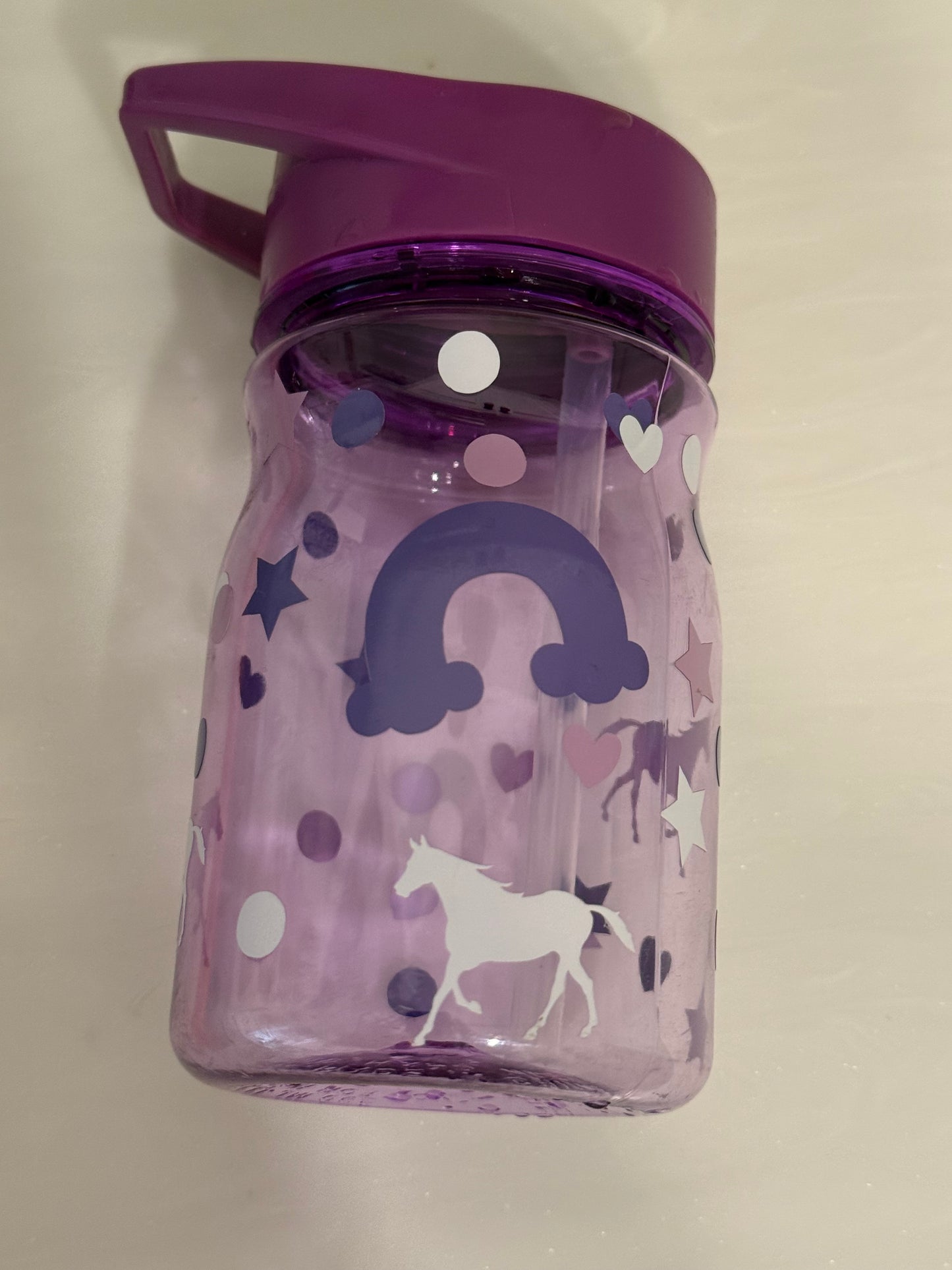 Mini unicorn rainbow Purple Plastic Kids Sippy 13.2 oz