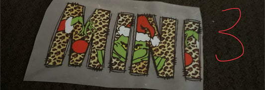 Mini Grinch and Cheetah Print Christmas DTF print