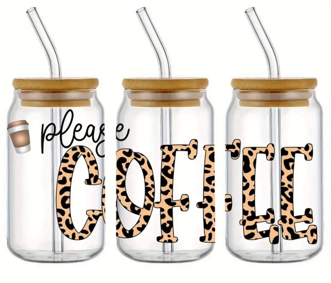 please COFFEE-Clear 16oz Glass Tumbler