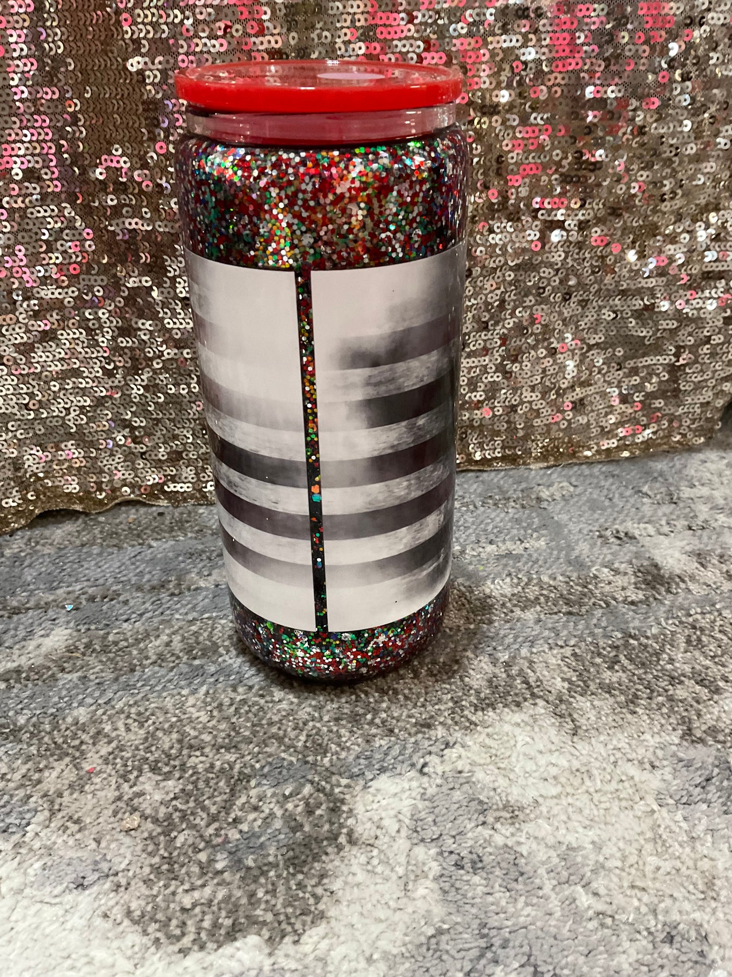 Flag and Eagle,  green, silver, black, red, iridescent Glitter Snowglobe Tumbler