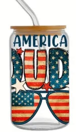 American DUDE-Frosted 16oz Glass Tumbler