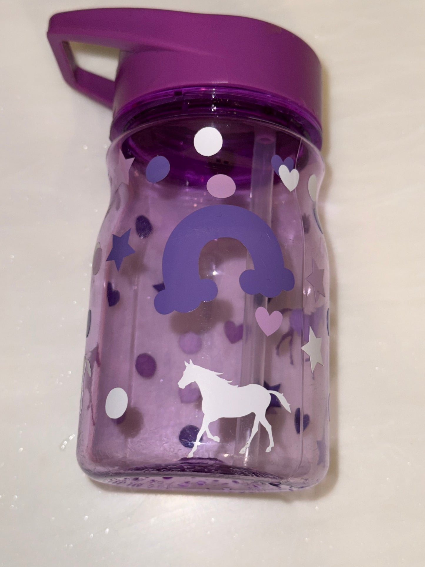 Mini unicorn rainbow Purple Plastic Kids Sippy 13.2 oz