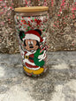 Mickey and Minnie Christmas, snowflake, red and green Glitter Snowglobe Tumbler