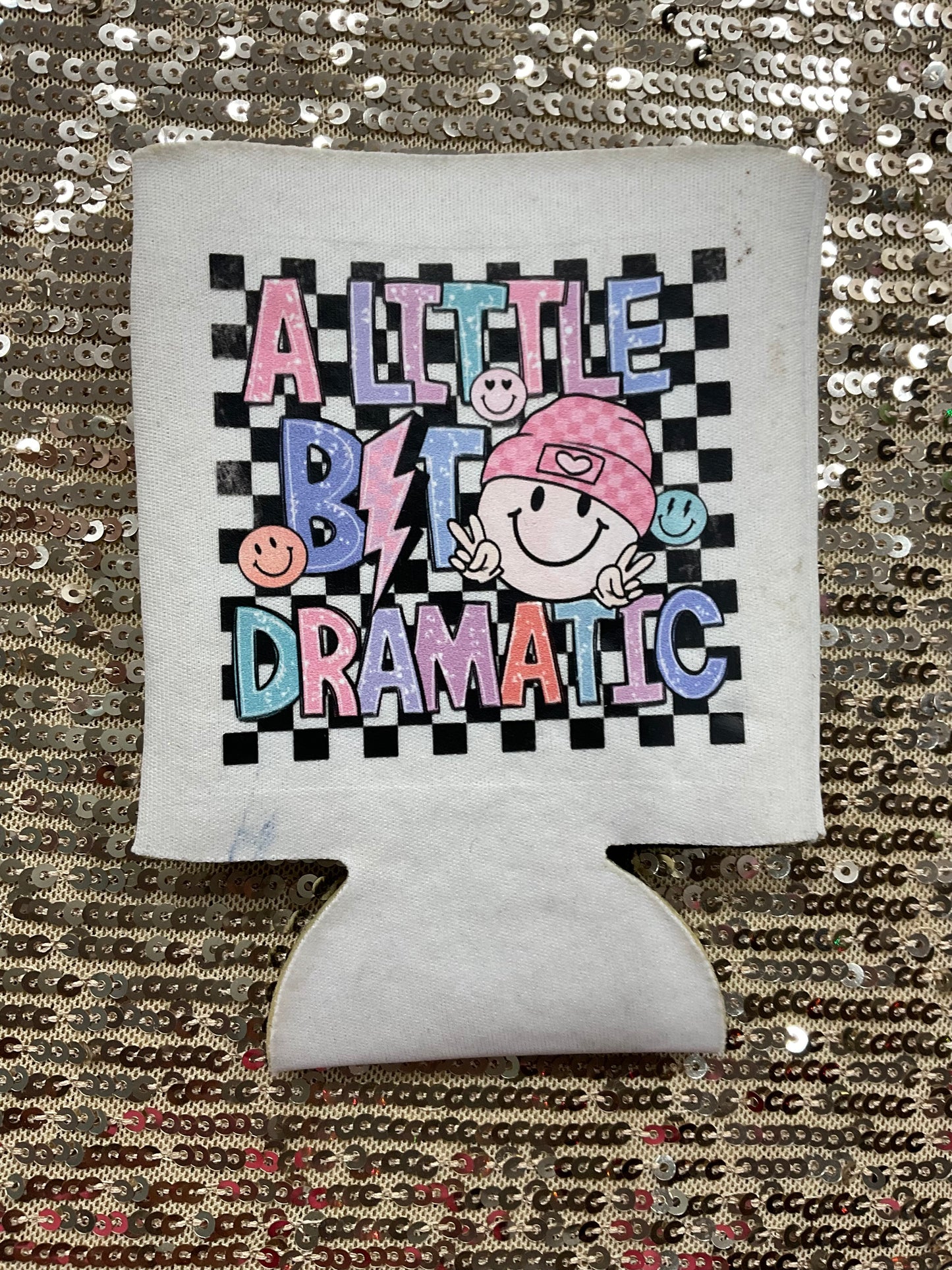 Pink and White Beer Koozie