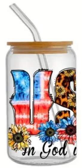 USA in God we trust-Frosted 16oz Glass Tumbler