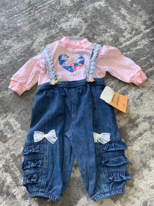 Little Girls Pink Heart Overall One Piece