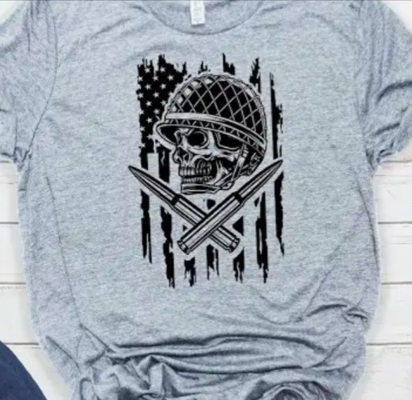 Flag-Skull-Bullets-Sweatshirt and T Shirt