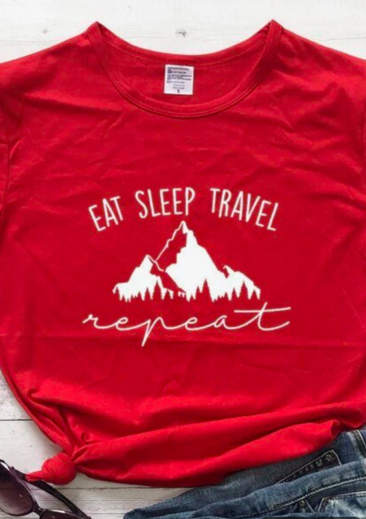 EAT SLEEP TRAVEL repeat mountains -T Shirt