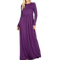 Shoulder Sleeve Maxi Dress Purple Modest Casual Dress for Women-Size SM