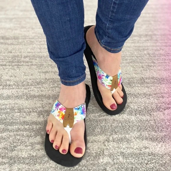 Corkys Aquaholic Sandals - Floral Splatter, size 7