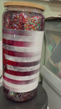 Flag and Eagle,  green, silver, black, red, iridescent Glitter Snowglobe Tumbler