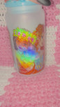 Disney Princess 16 oz Frosted Glass Cup with Holographic Design with decorative lid topper