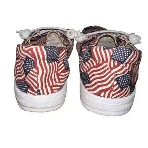 Corky's Flag sneakers (Hey Dude style) women’s 7-9  red white blue