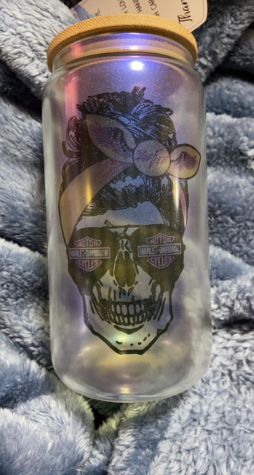 Harley Davidson Messy Bun Skeleton Tumbler